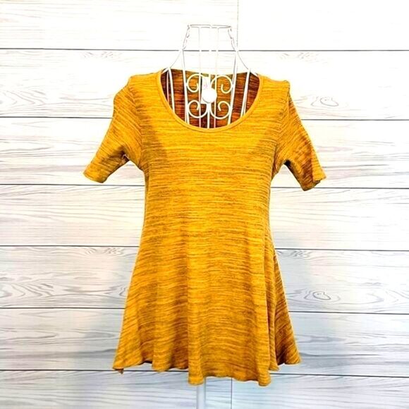 LulaRoe short sleeve flare tunic top - heather yellow Women's Size XS - Picture 1 of 11